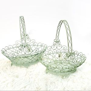 Metal Scroll Basket Set Retired New